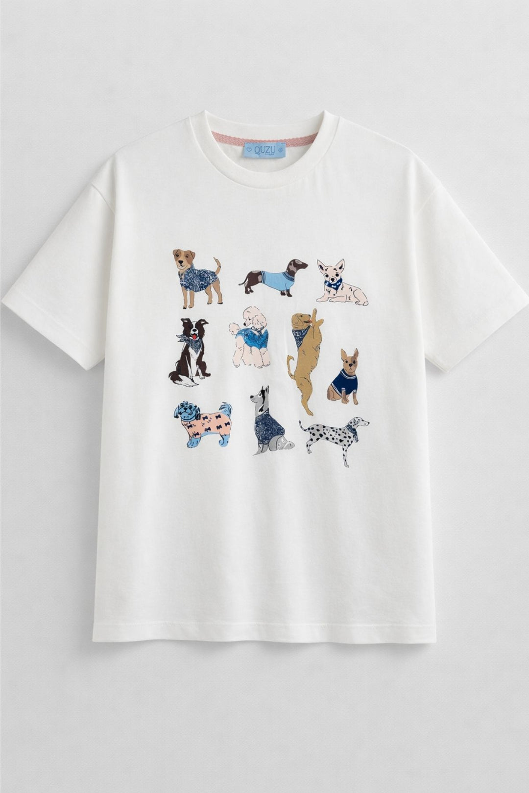 Köpek Figürlü Oversize Tişört Ekru