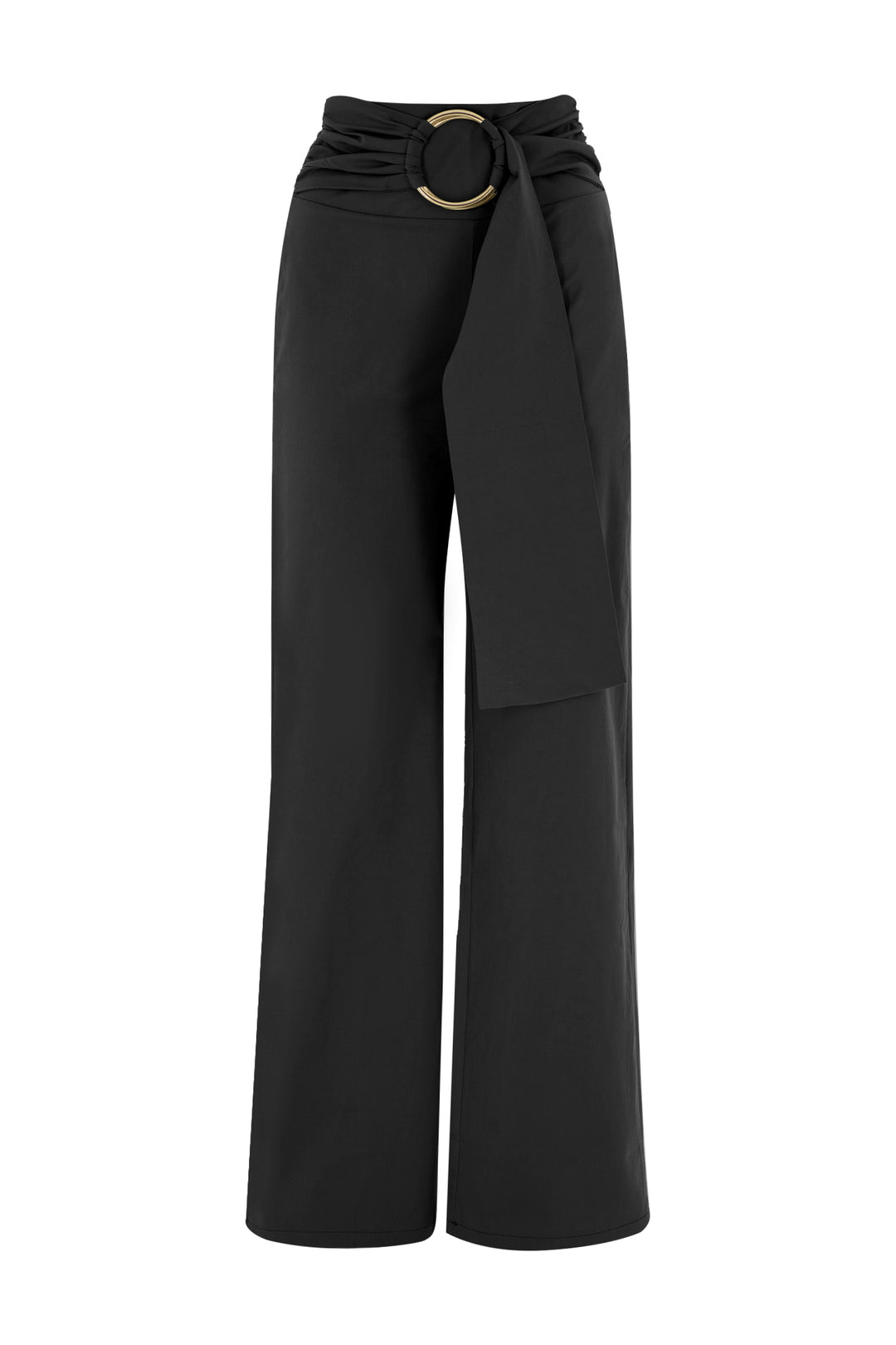 Toka Detaylı Yüksek Bel Bol Pantolon Siyah