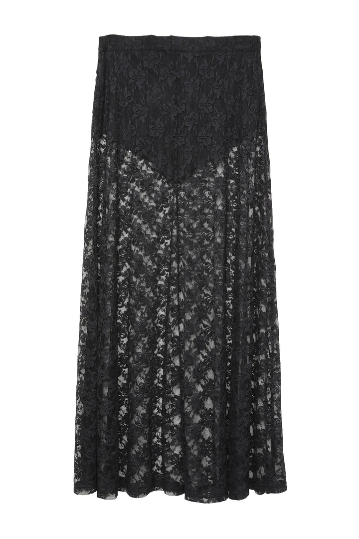 Dantel Detaylı Transparan Etek Siyah