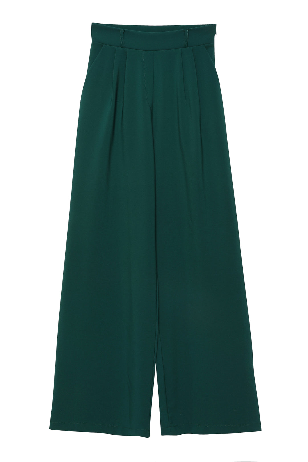 High Waist Wide Leg Trousers Dark Green
