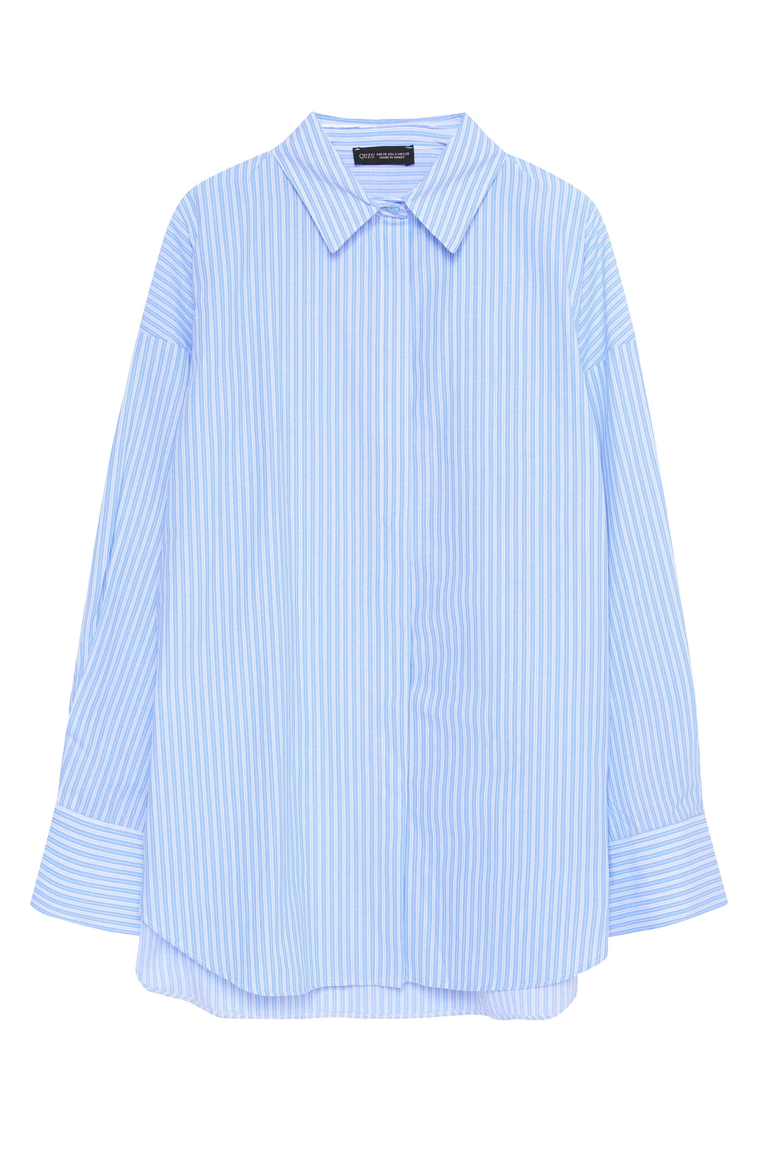 Stripe Detailed Oversize Shirt Blue