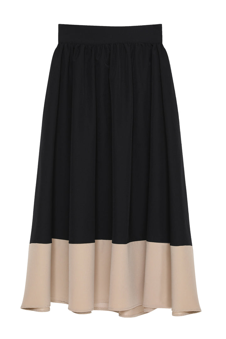Pleat Detailed Midi Skirt Black
