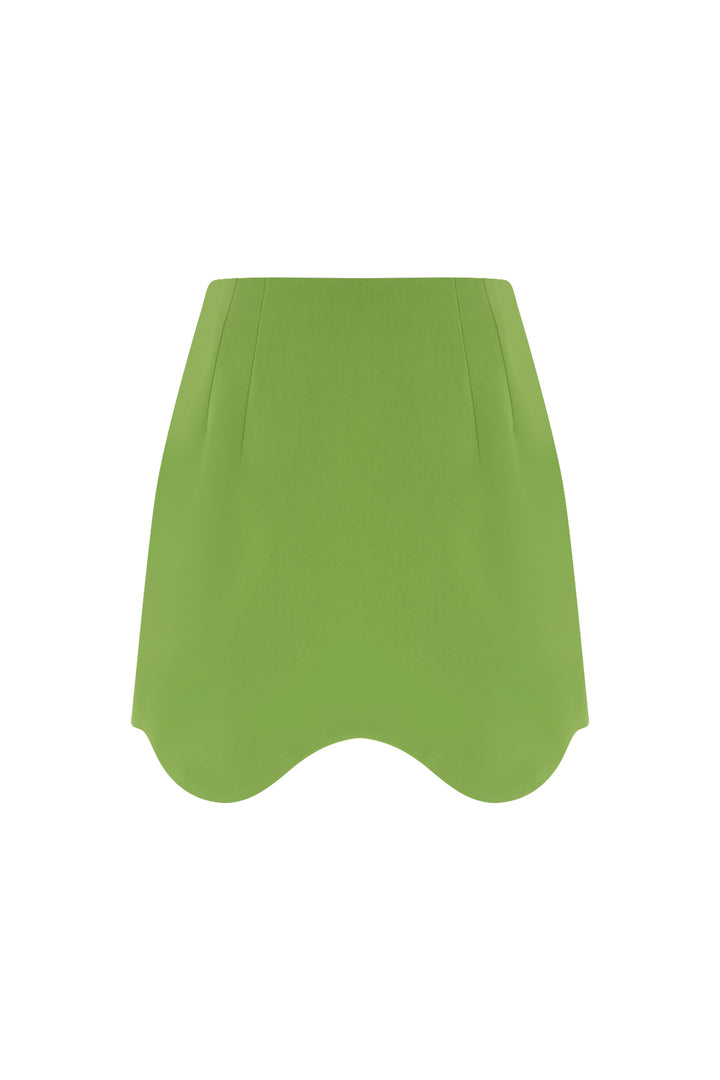 Asimetrik Mini Etek Yeşil