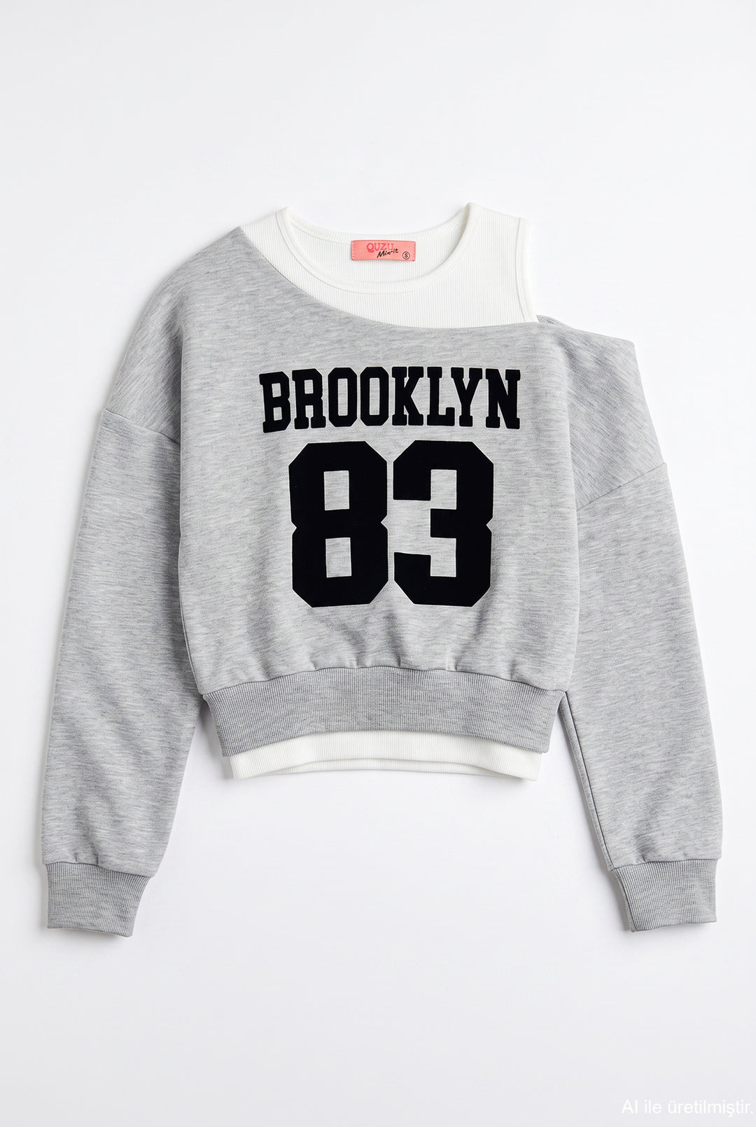 Atlet Detaylı Asimetrik Sweatshirt Grimelanj