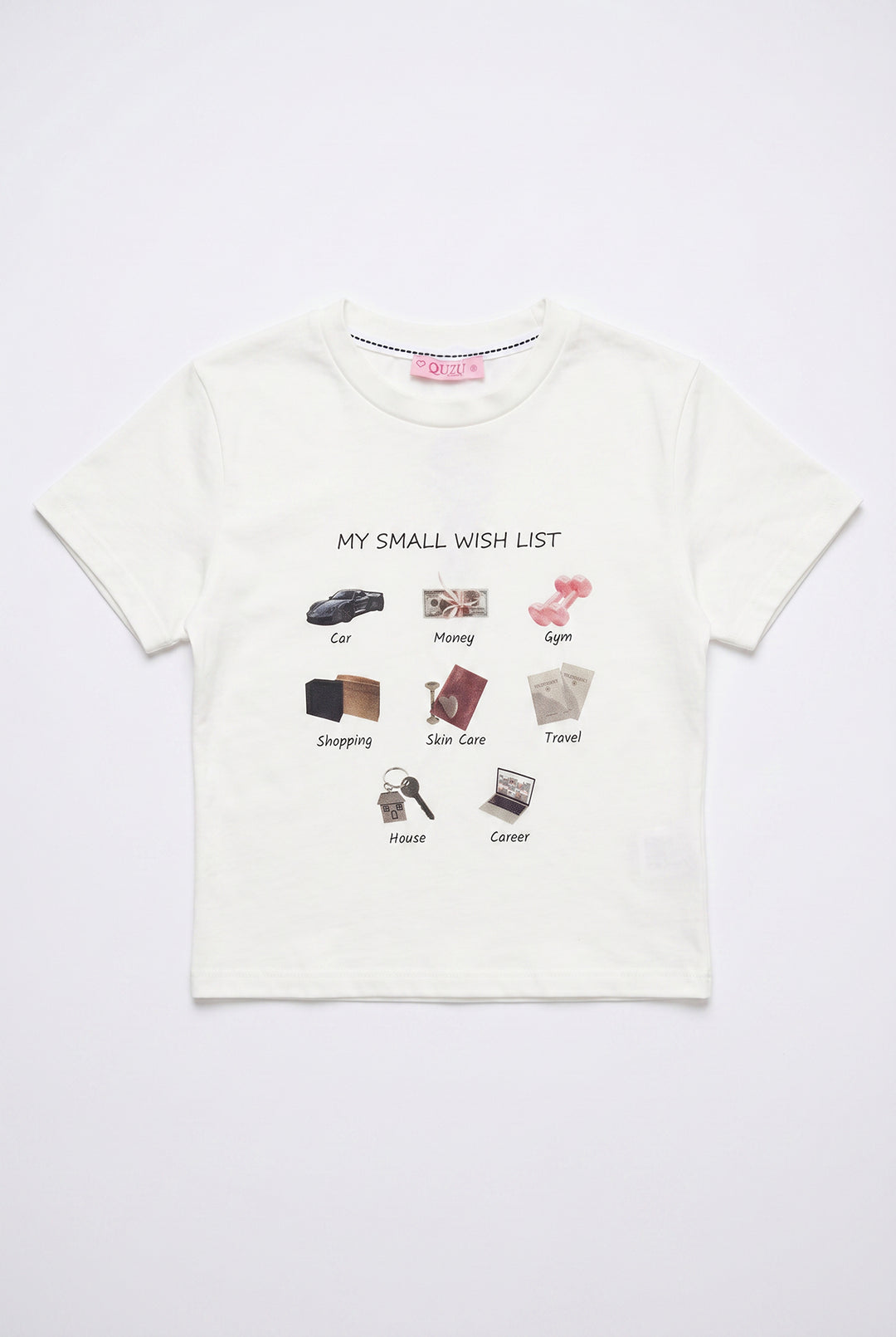 Wish List İkon Baskılı Tişört Ekru