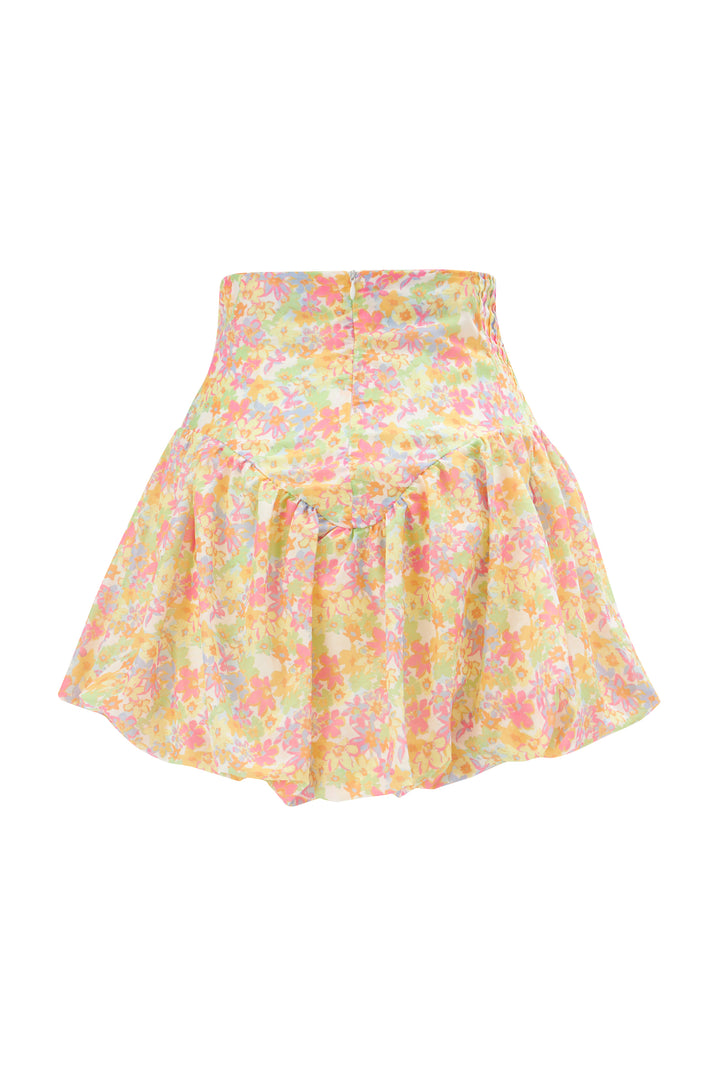 Floral Balloon Mini Skirt Green