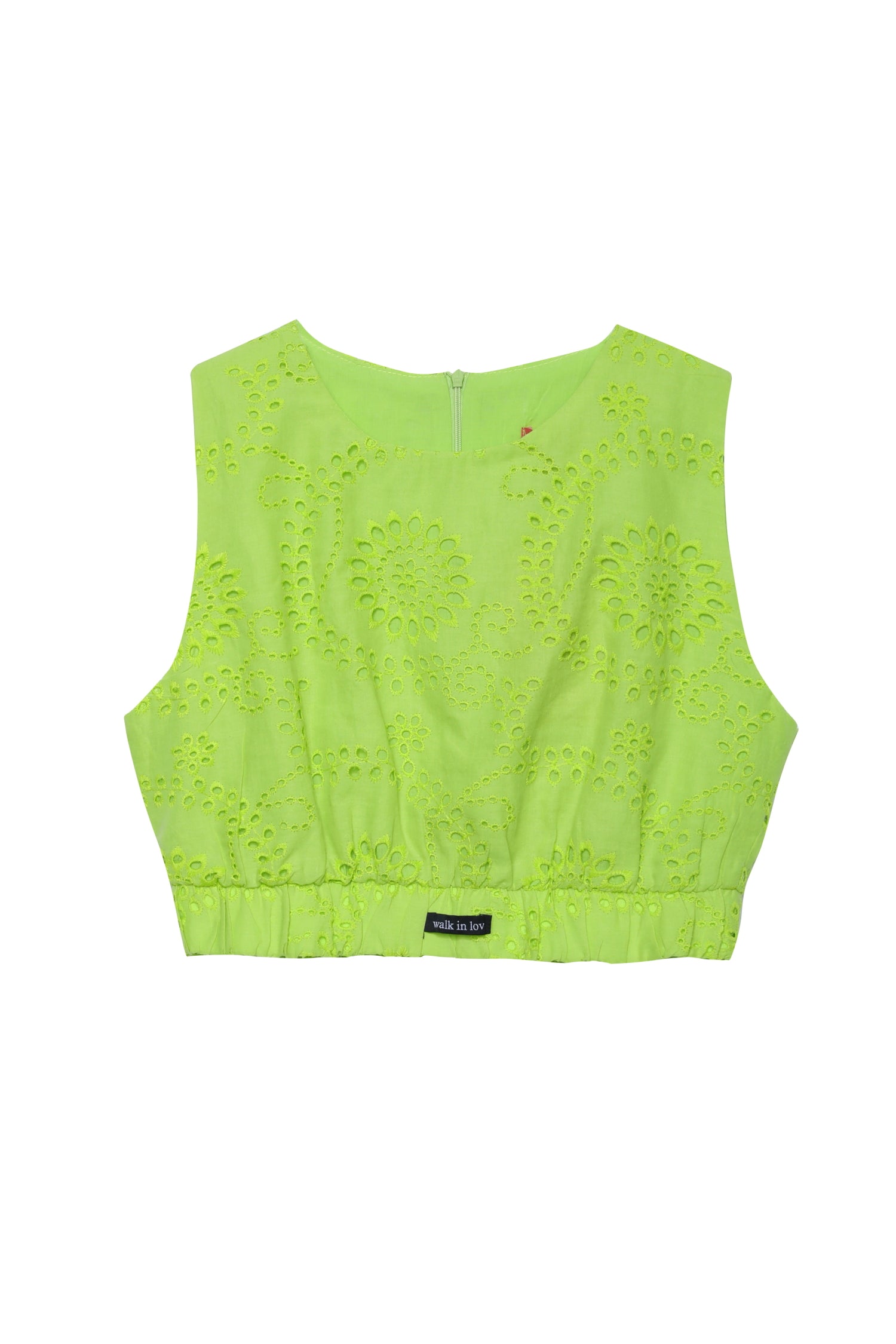 Fisto Detaylı Halter Yaka Crop Bluz Yeşil