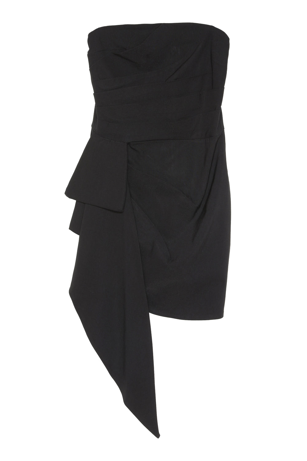 Drape Detaylı Straplez Mini Elbise Siyah