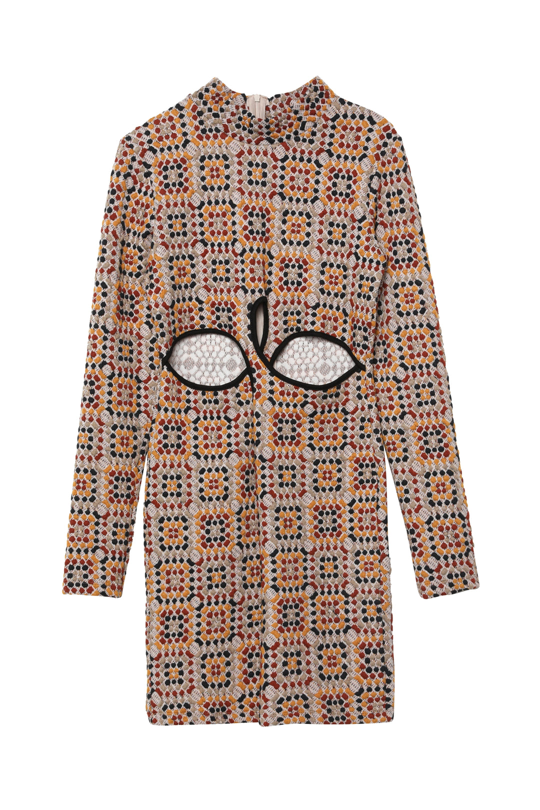 Cut Out Textured Dress Beige