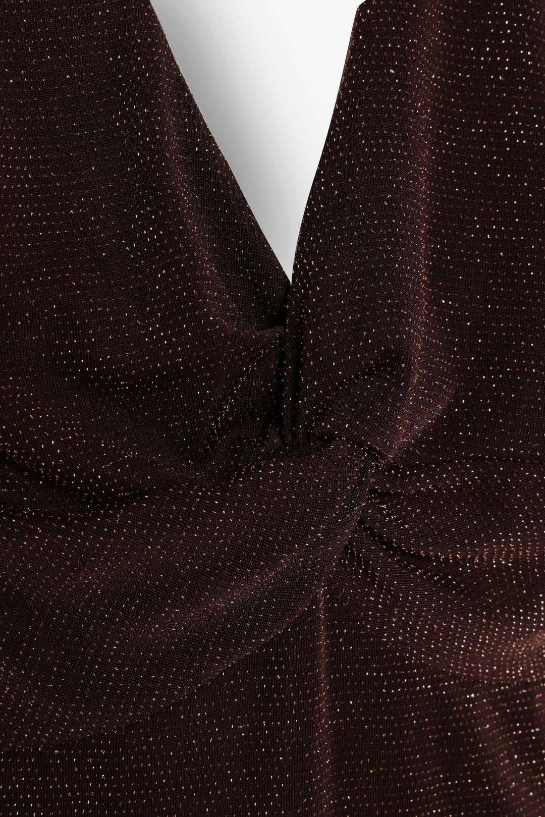 Simli Drape Düğümlü Bodysuit Kahverengi