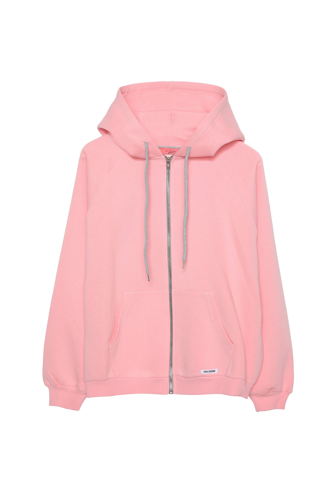 Sırt Baskılı Fermuarlı Sweatshirt Pembe