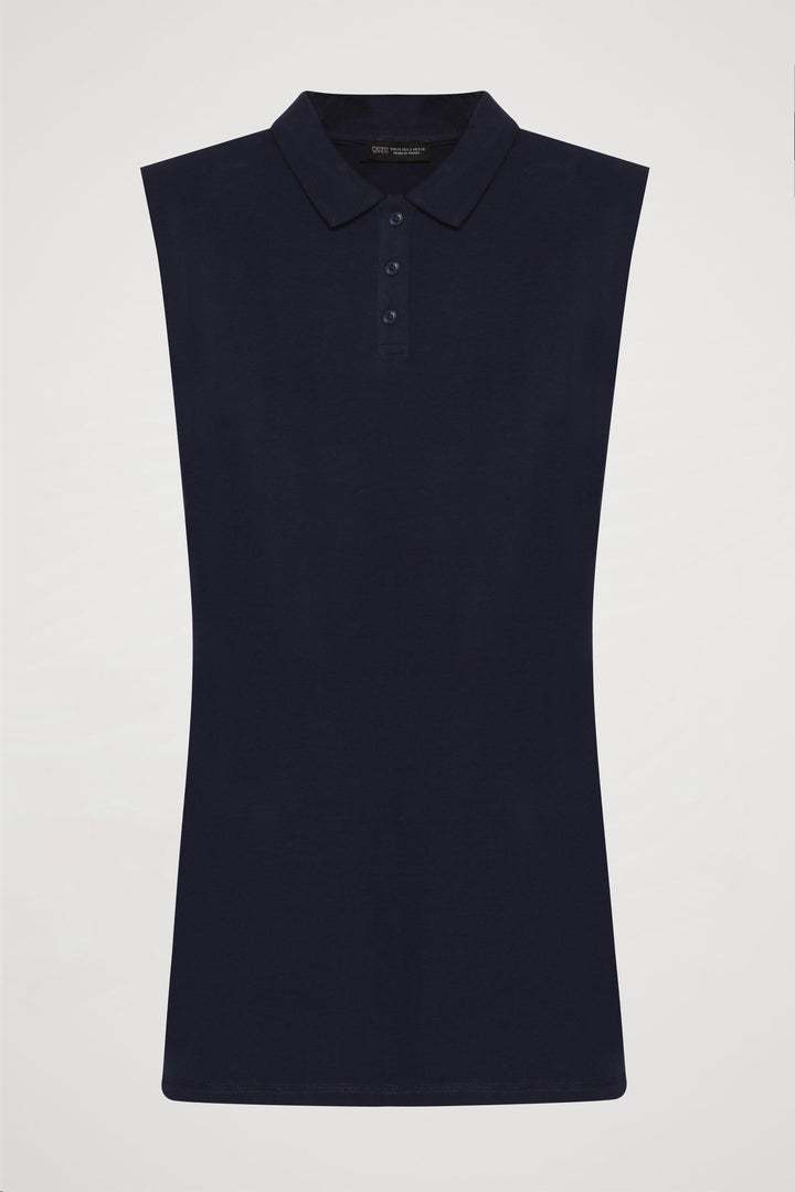 Polo Yaka Vatkalı Basic Mini Elbise Lacivert