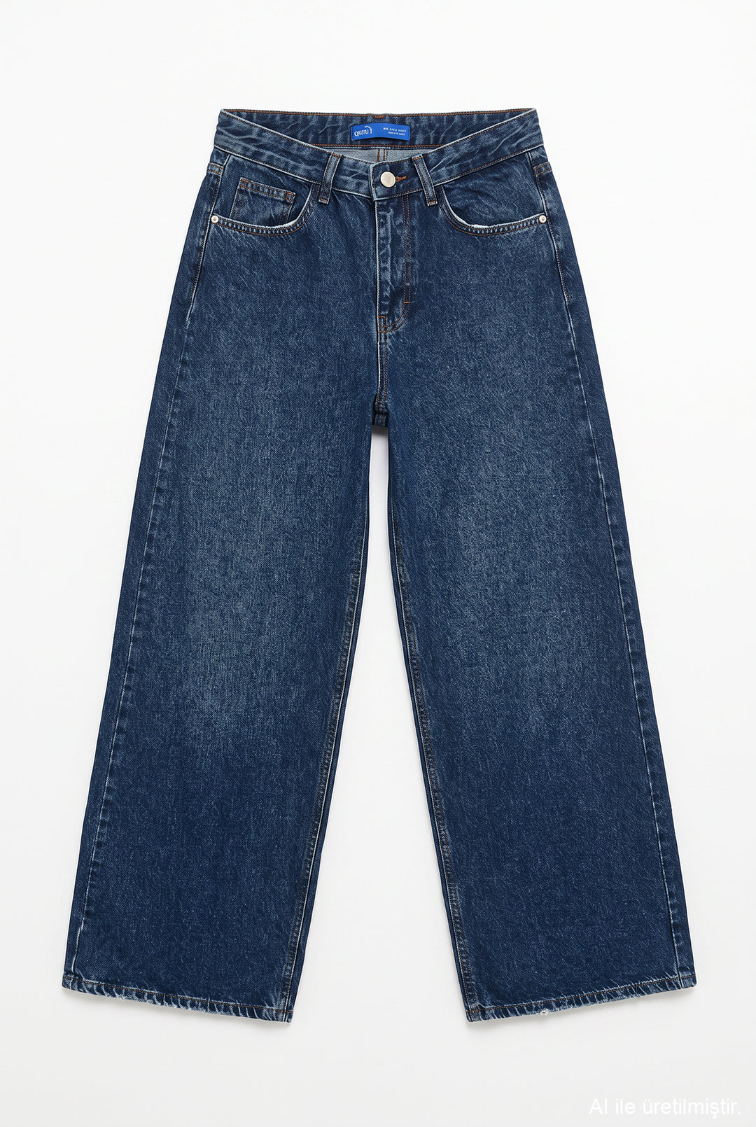 Yüksek Bel Wide Leg Kot Pantolon Lacivert