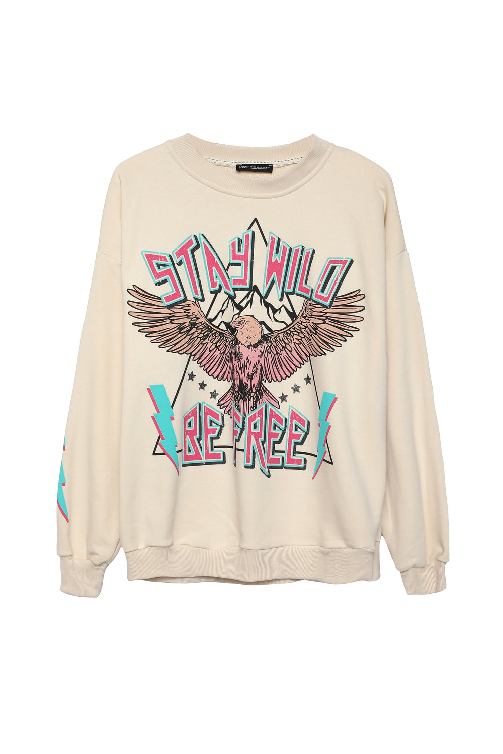 Oversize Baskılı Sweatshirt Bej