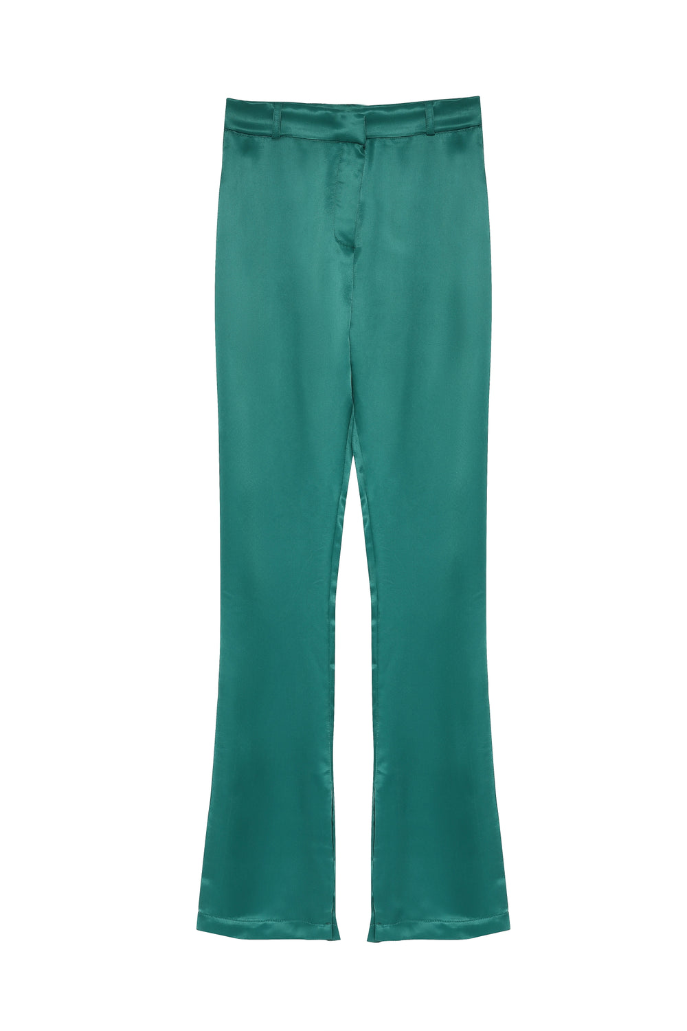 Slit Detailed Satin Trousers Dark Green