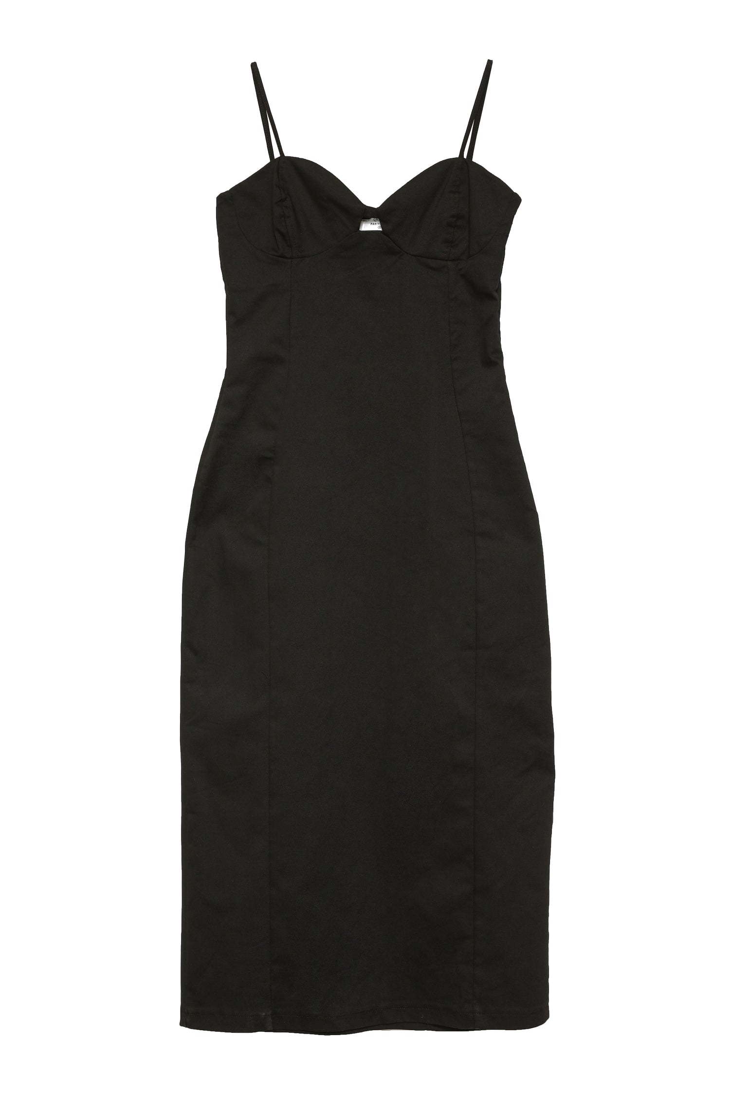 Window Detailed Strap Midi Dress Black