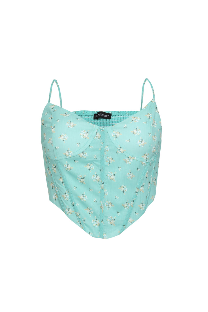 Patterned Strap Crop Blouse Mint