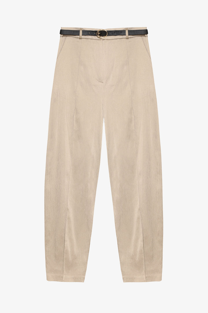 Kemerli Yüksek Bel Balon Pantolon Bej