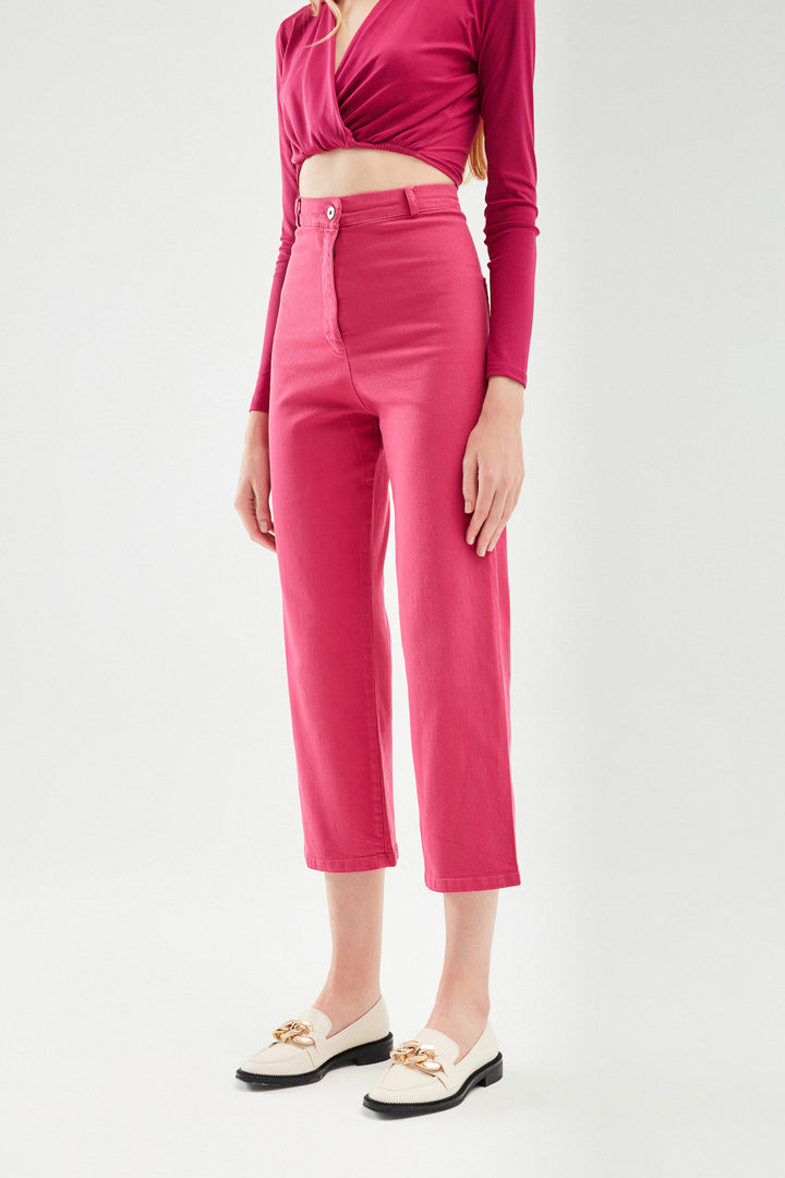 High Waist Gabardine Trousers Orchid
