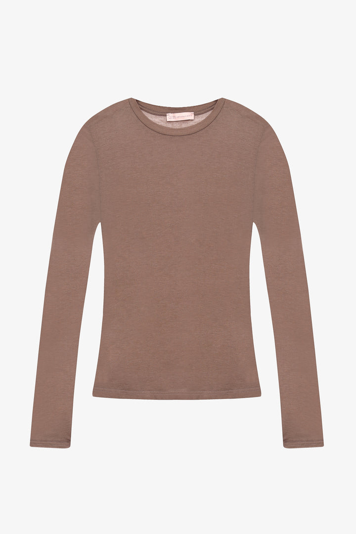 Bisiklet Yaka Basic Bluz Vizon