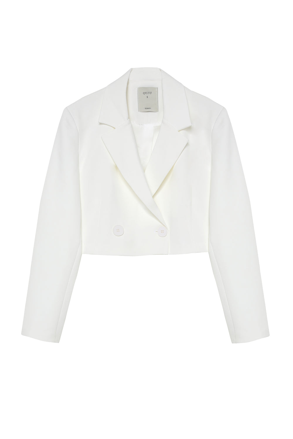 Kruvaze Crop Blazer Ceket Ekru