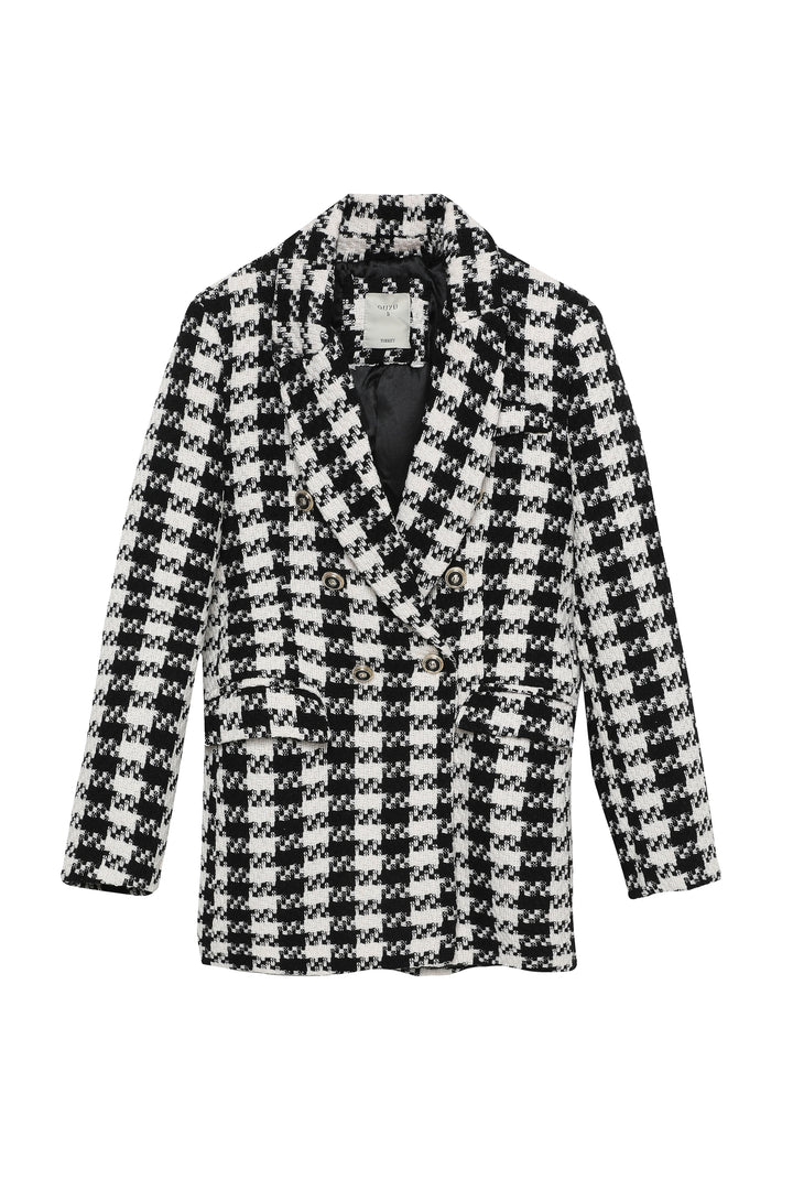 Desenli Tüvit Blazer Ceket Ekru