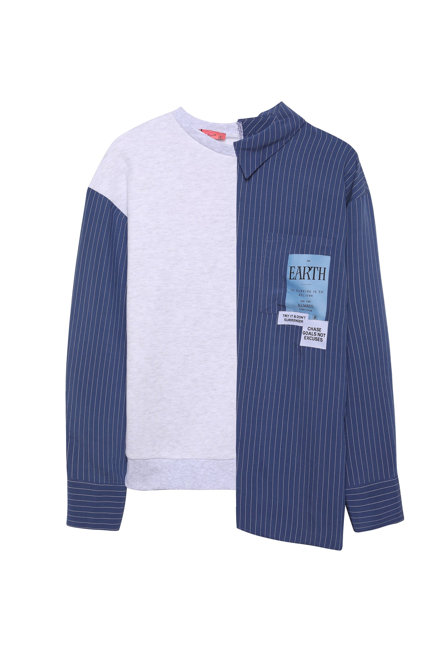 Çizgi Match Detaylı Sweatshirt Gri