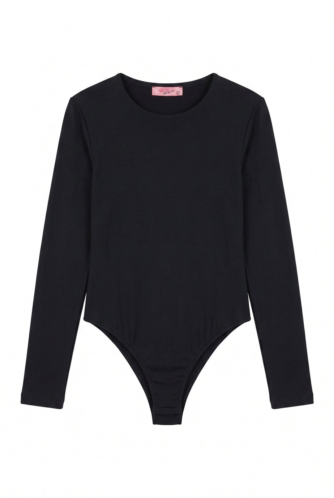 Bisiklet Yaka Basic Bodysuit Siyah