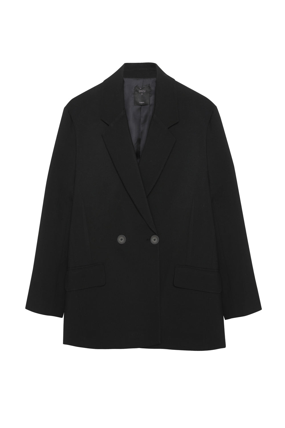 Double Breasted Collar Oversize Blazer Jacket Black