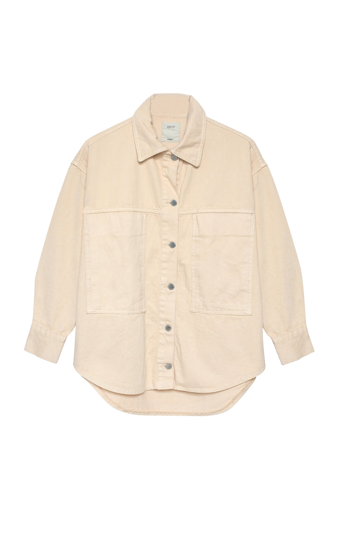 Pocket Detailed Denim Jacket Beige