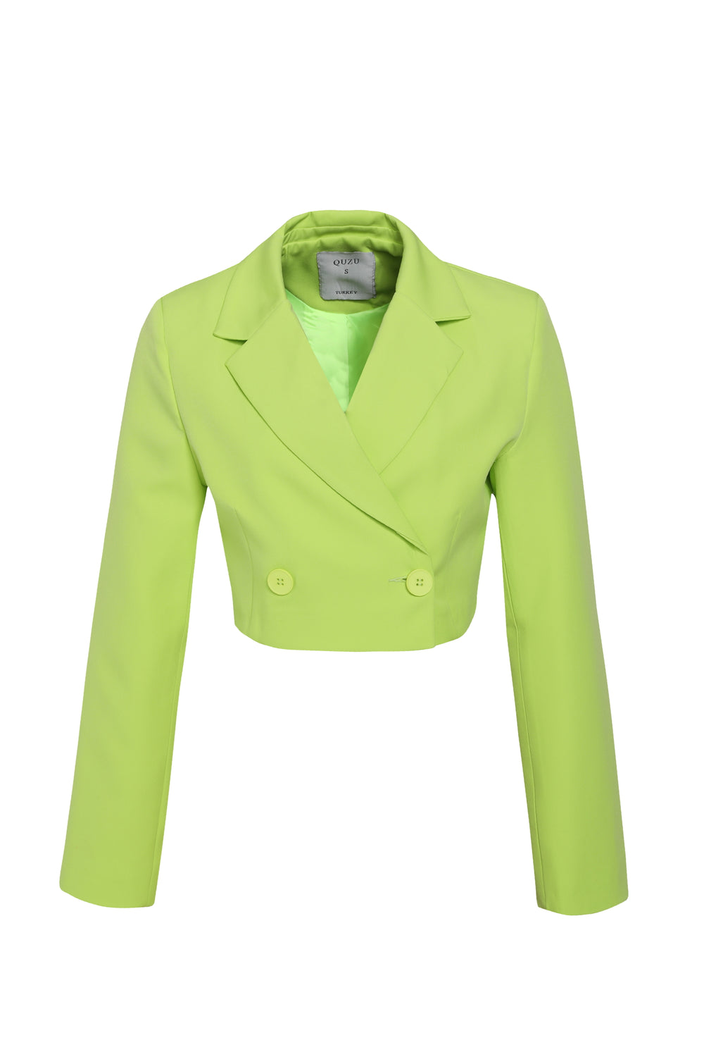 Double Breasted Crop Blazer Jacket Neon Green