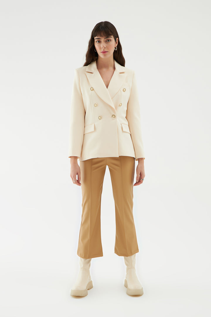 Düğme Detaylı Blazer Ceket Beyaz