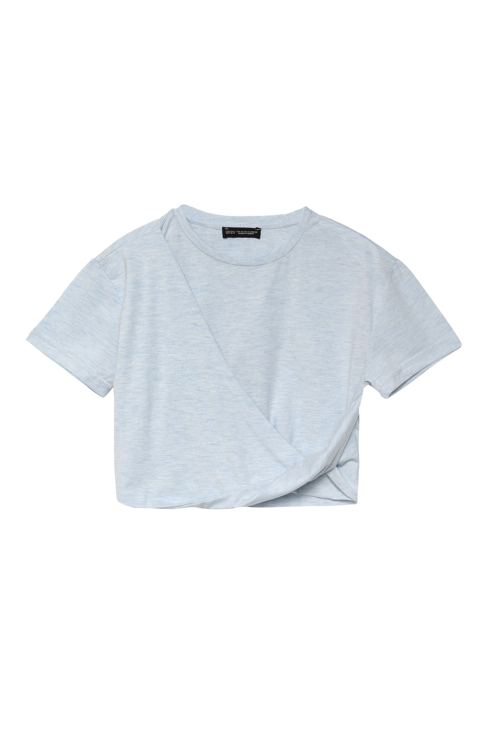 Knot Detailed Crop T-Shirt Blue