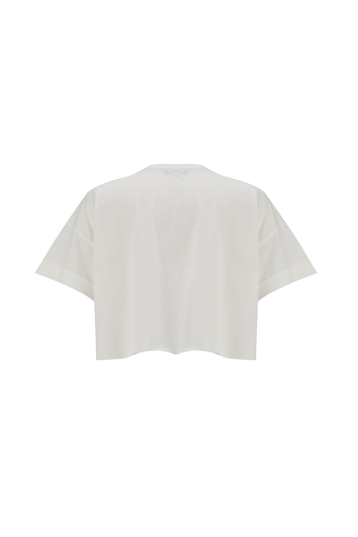 Stone Detailed Crop T-Shirt Ecru