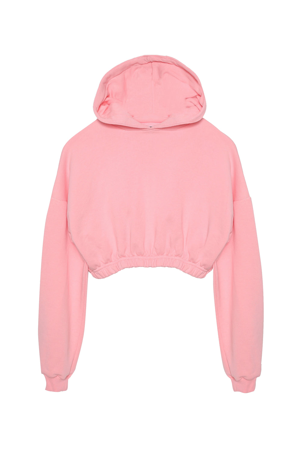 Kapüşonlu Crop Sweatshirt Pembe