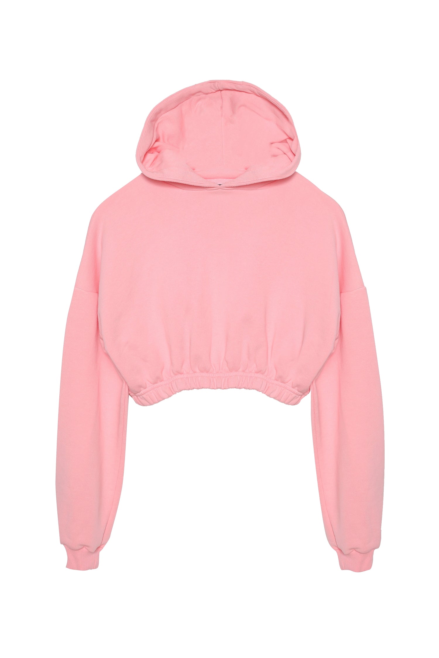 Kapüşonlu Crop Sweatshirt Pembe