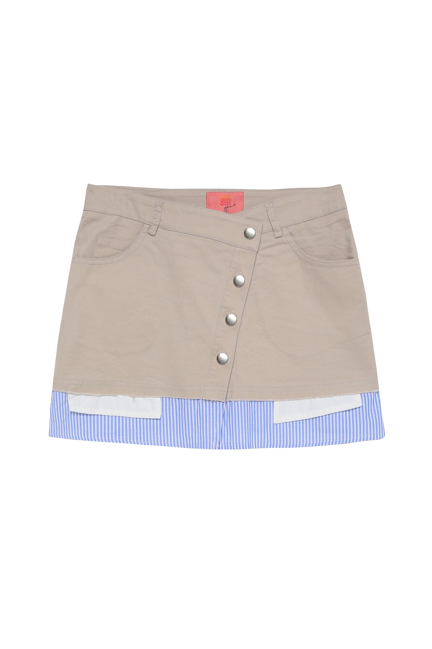 Match Detailed Buttoned Skirt Beige