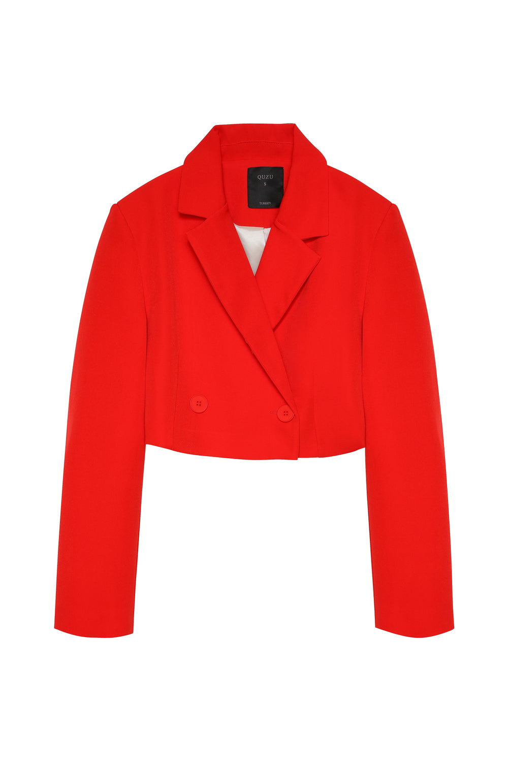 Kruvaze Crop Blazer Ceket Kırmızı