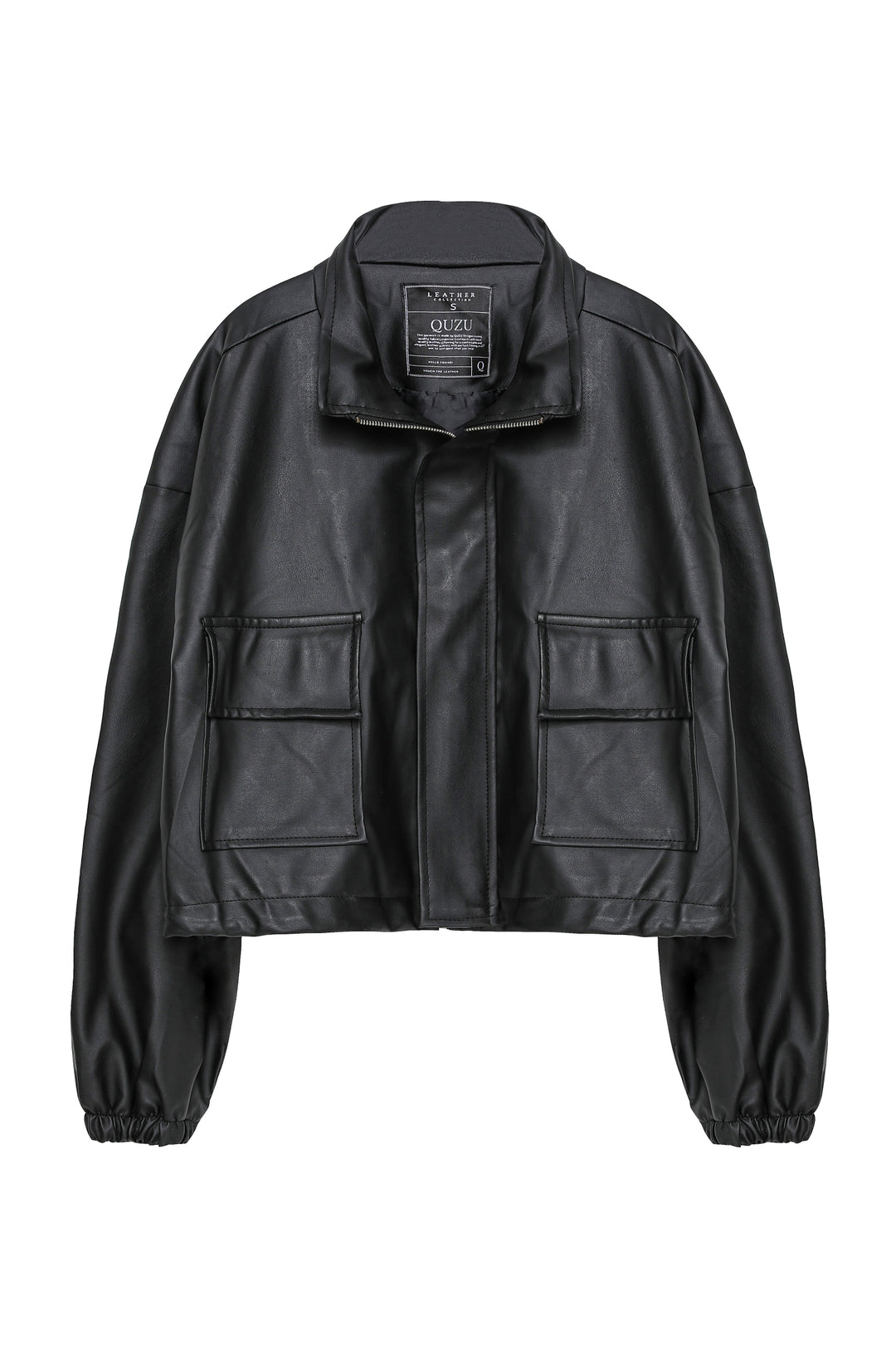 Pocket Detailed Leather Jacket Black