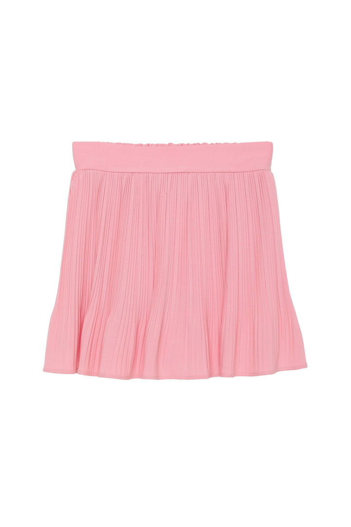 Pile Detaylı Beli Lastikli Basic Mini Etek Pembe