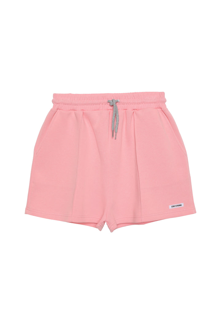 Beli Lastikli Cepli Mini Şort Pembe