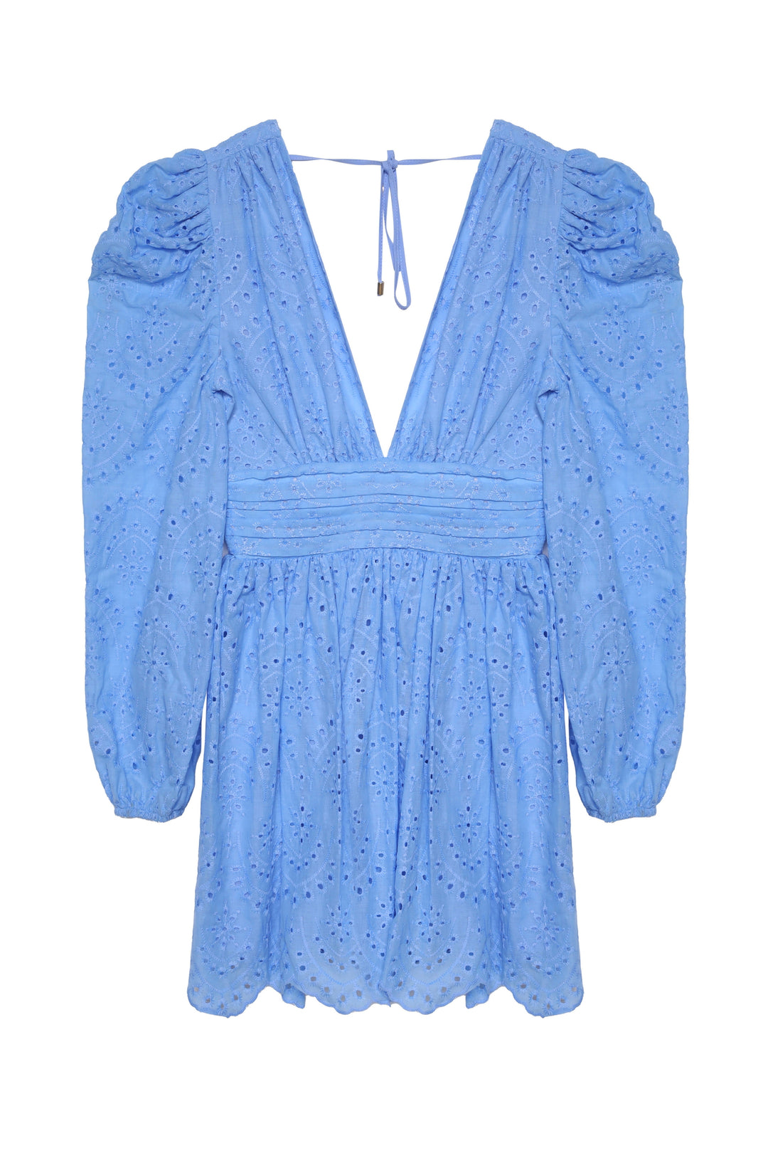 Fisto Detaylı Sırt Dekolteli Mini Elbise Mavi