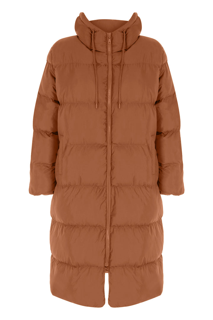 Hooded Long Inflatable Coat Camel