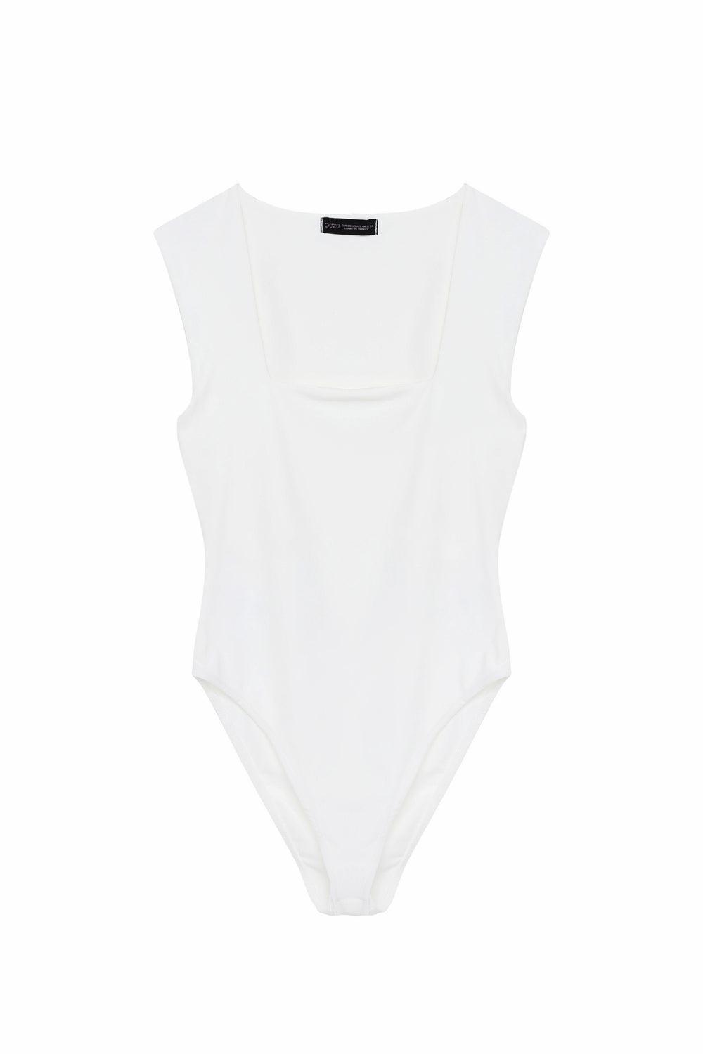 Square Neck Thick Straps Bodysuit Ecru