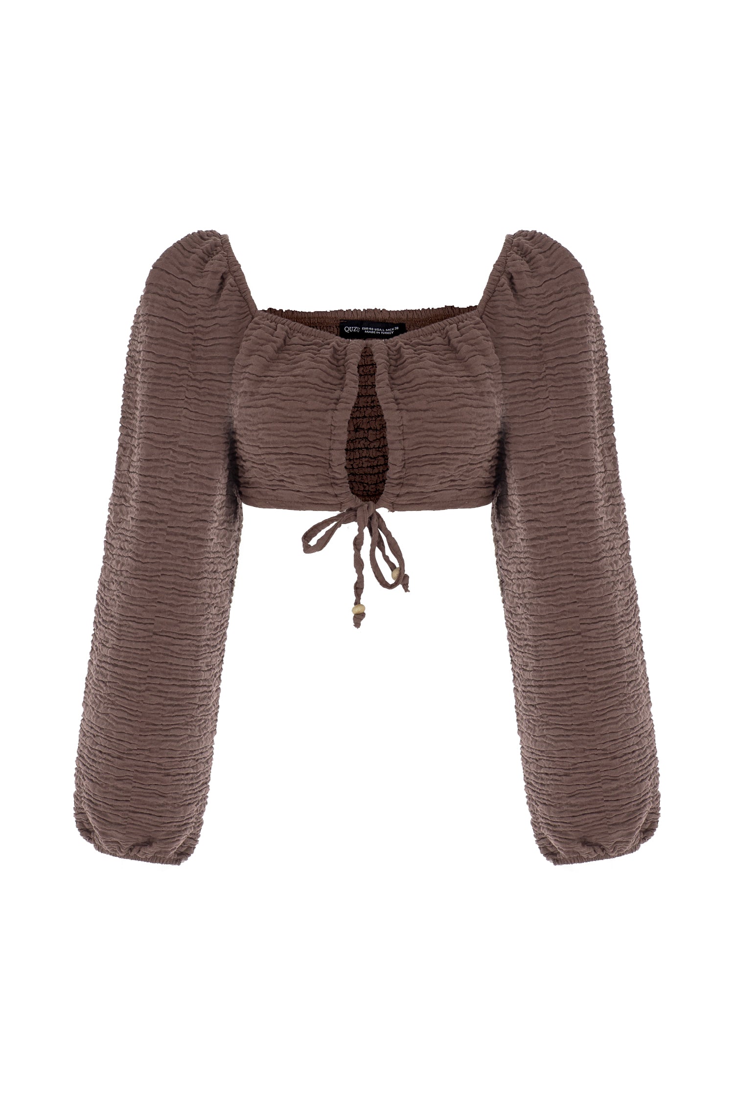 Tie Front Gippie Blouse Brown