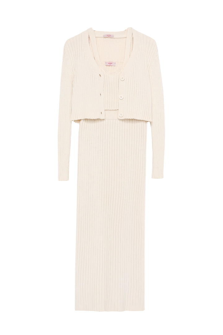 Üçlü Triko Takım Krem