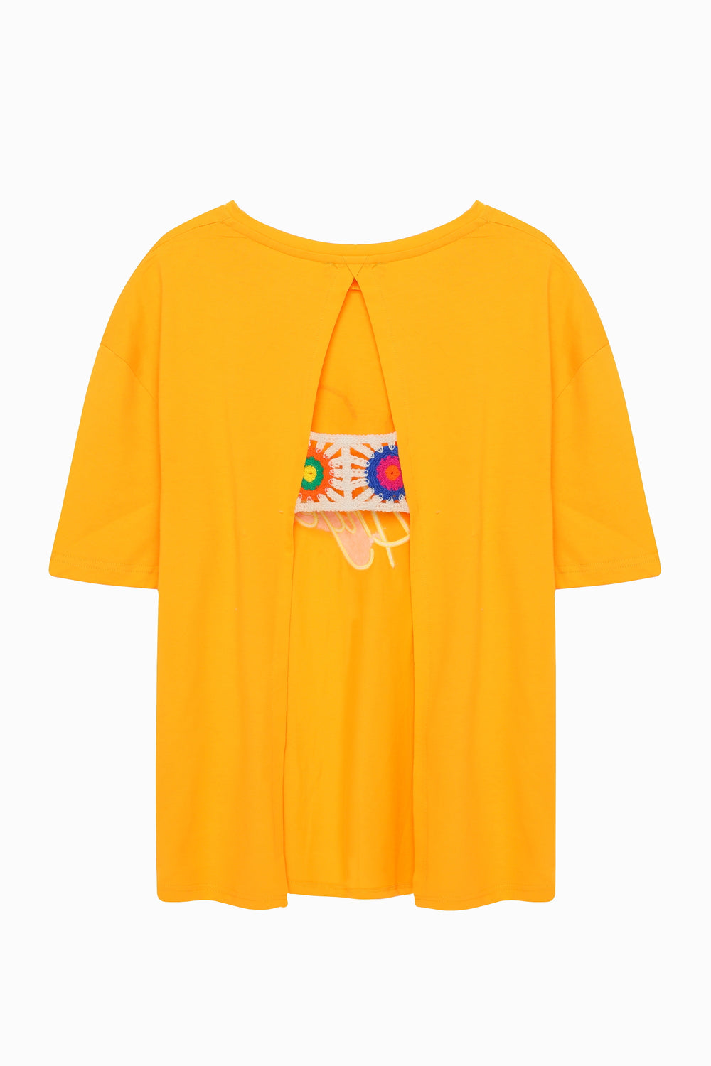 Back Window Detail Patterned T-Shirt Orange