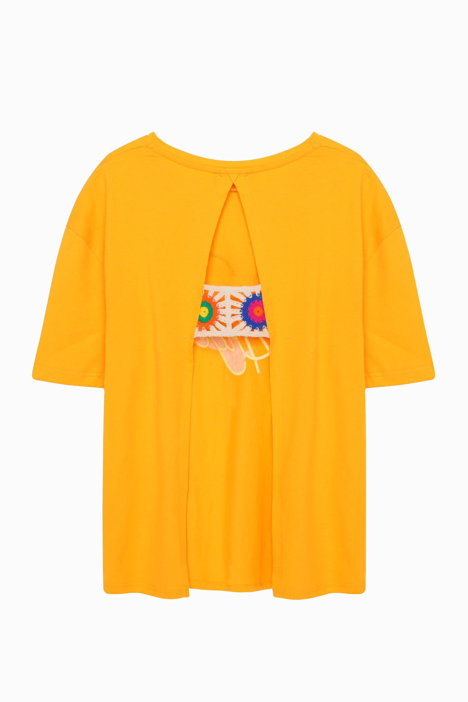 Back Window Detail Patterned T-Shirt Orange