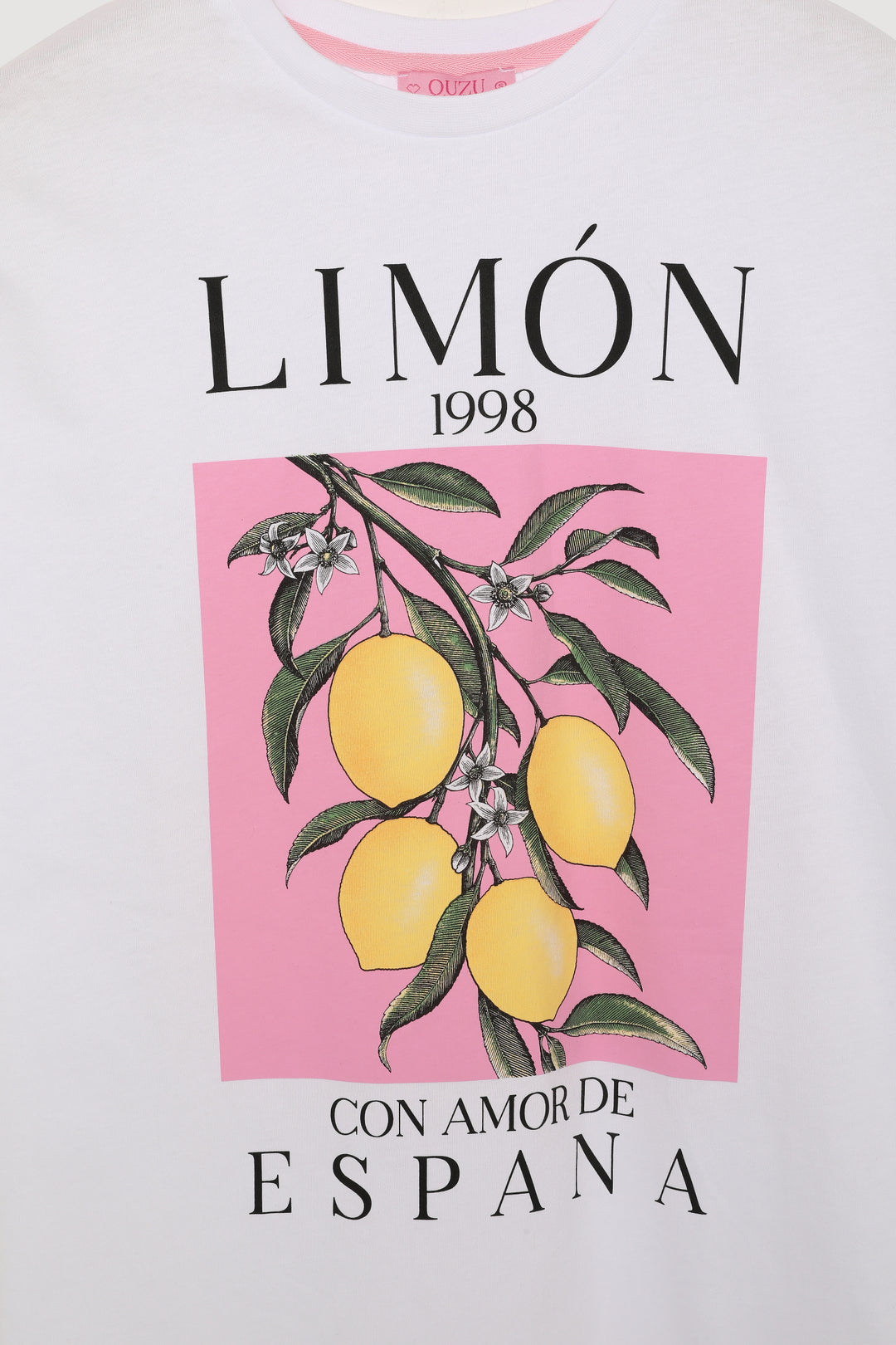 Renkli Limon Baskılı Tişört Beyaz