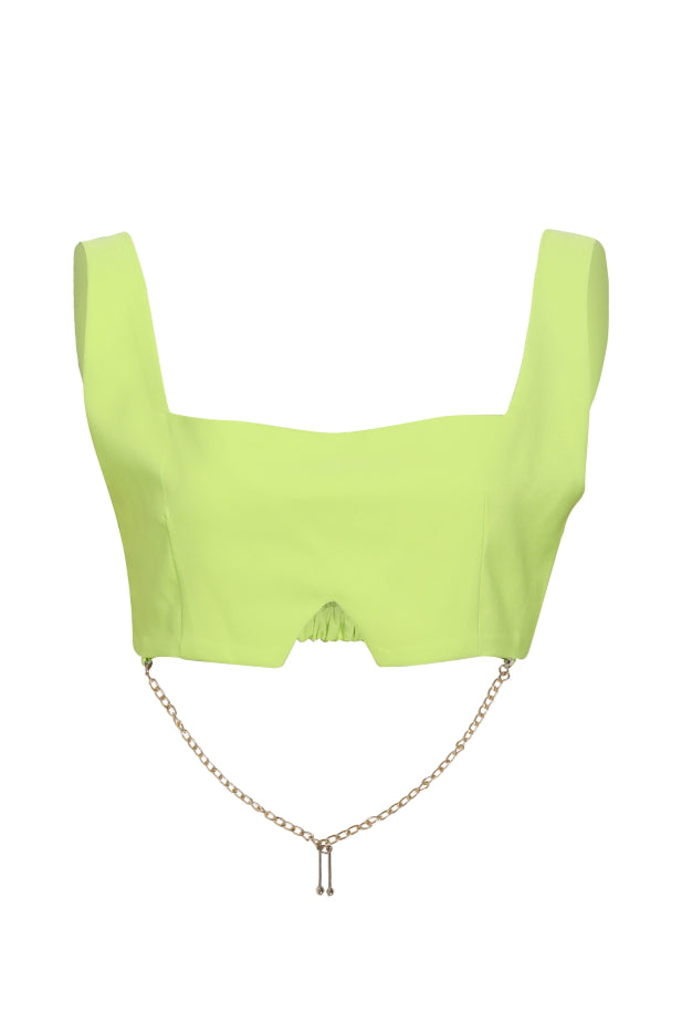 Chain Detailed Bustier Neon Green